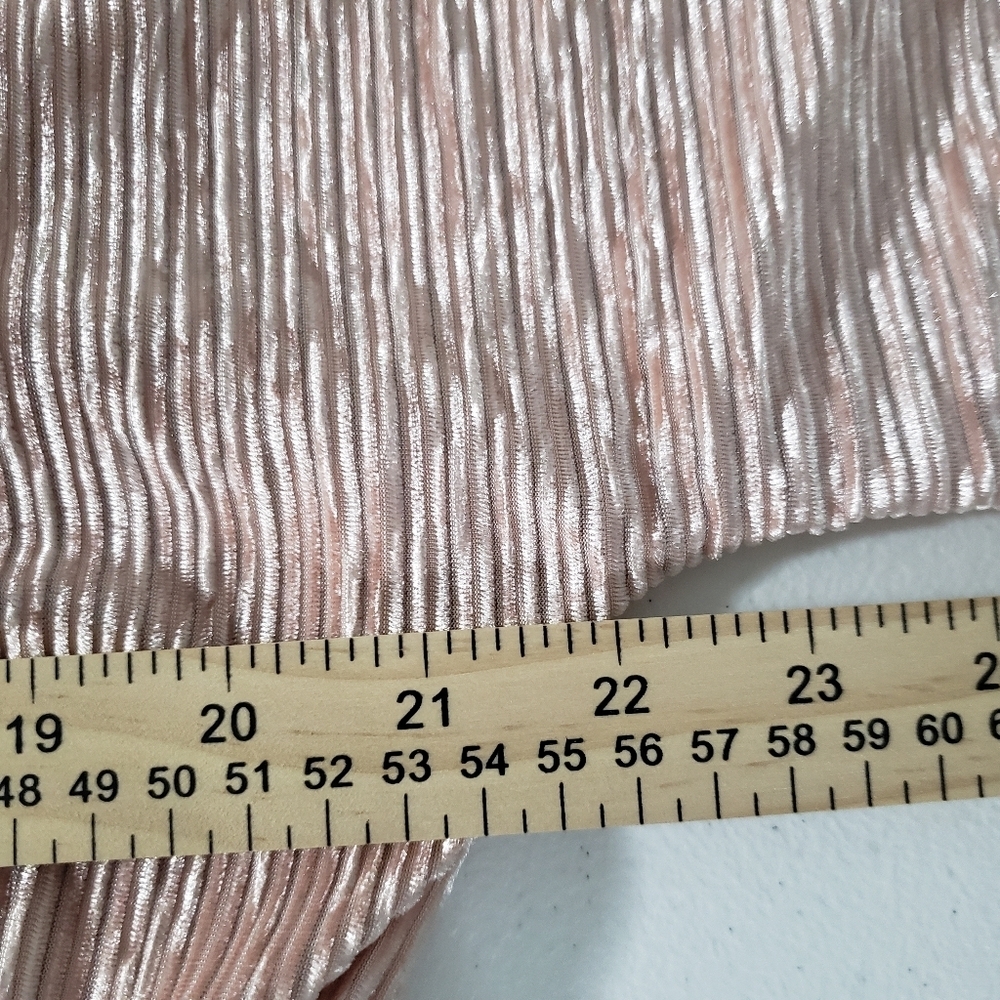 Chico's Blouse Top Women Small Blush Pink Ribbed Shimmer Soft Velvet Textured - Picture 5 of 8